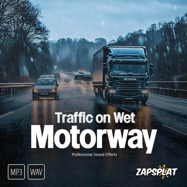 Traffic driving on wet motorway sound effects